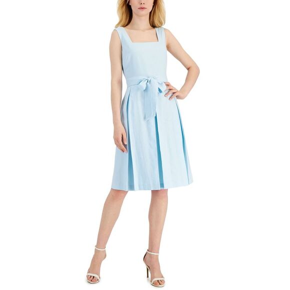Anne Klein Womens Square Neck Fit Flare Dress - Picture 1 of 1